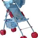 My First Baby Doll Stroller for Toddlers 3 Year Old Girls, Little Kids | Folding Baby Stroller for Dolls, Toy Stroller for Baby Dolls with Bottom Storage Basket, Foldable Frame, Canopy, Seatbelt (Light Denim)