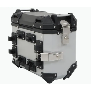 Universal Side Case Motorcycle,36L Silver Aluminum Motorbike Hard Side Saddlebag Box Trunk with Support Rack
