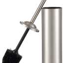 Brushed Nickel Toilet Brush and Holder Set,304 Stainless Steel Toilet Bowl Brush and Holder for Bathroom,Silver Heavy Duty Toilet Brush,Durable Scrubbing Bristles,Splash Resistant,Long Handle