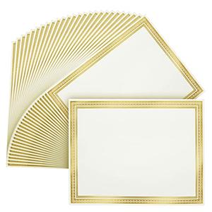 Juvale Gold Foil Award Certificate Paper - 50 Sheets 8.5 x 11 White Letter Size - Blank Cardstock for Printing & Awards - Certificates of Recognition & Completion