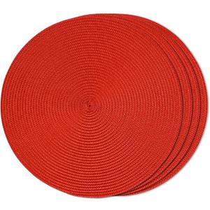 FunWheat Round Braided Placemats Set of 4 Place Mats for Dining Tables Woven Washable Non-Slip Table Mats Small 13 inch(S Red, 4pcs)
