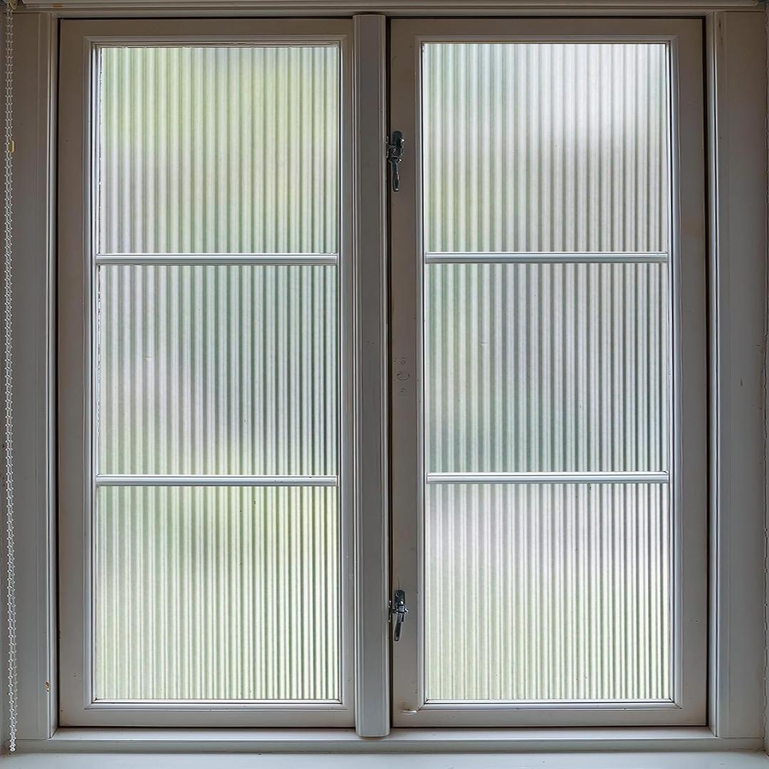 VELIMAX 1/2-Inch Reeded Glass Window Film, Frosted Reeds Window Film, Window Privacy Film, 3D Window Decals Non Adhesive for Bathroom Living Room Office, 35.4x78.7 inches