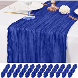 12 Pack Royal Blue Table Runners 10Ft Cheesecloth Table Runner Rustic Gauze Table Runner Romantic Long Sheer Fabric Cheese Cloth Table Runners for Wedding Party Bridal Baby Shower