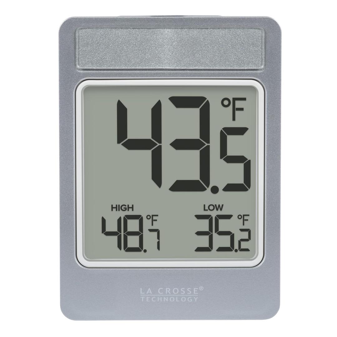 La Crosse Technology 314-519 Digital Window Battery Operated Thermometer with Daily Records (2.57 x 0.83 x 3.52, Silver)