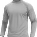 TACVASEN Mens Thermal Fleece Shirt Mock Turtle Neck Base Layer Long Sleeve Athletic Warm Undershirt Winter Running Tops (Gray, XL)