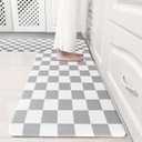 VivaNest Grey Checkered Grid Checkerboard Kitchen Rug Sets [2 PCs], Anti-Fatigue, Waterproof Non-Slip Kitchen Mats Heavy Duty Ergonomic Comfort Foam Rug for Floor, Home, Laundry,17"x29"+17"x47"