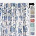 DriftAway Linen Floral Paisley Navy Blue Blackout Curtains for Living Room Bedroom 84 Inch Length 2 Panels Lined Back Tab Window Drapes Thermal Farmhouse Country Jacobean Curtains