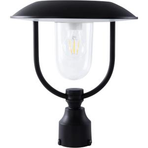 LUTEC Solar Lamp Post Light Outdoor, Dusk to Dawn Exterior Pole Lights Head for Pier and Pole Mount, Waterproof Black Solar Post Fixture for Garden, Patio, Pathway (1 Pack)