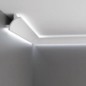 Pushglossy 8 Pcs 47.24"(Total 31.5 Ft) Ceiling Crown Molding with LED Duct Kit for Seamless Ambient Accent Lighting Waterproof Channel for Easy LED Trim Moulding Strip Installation(Arch)