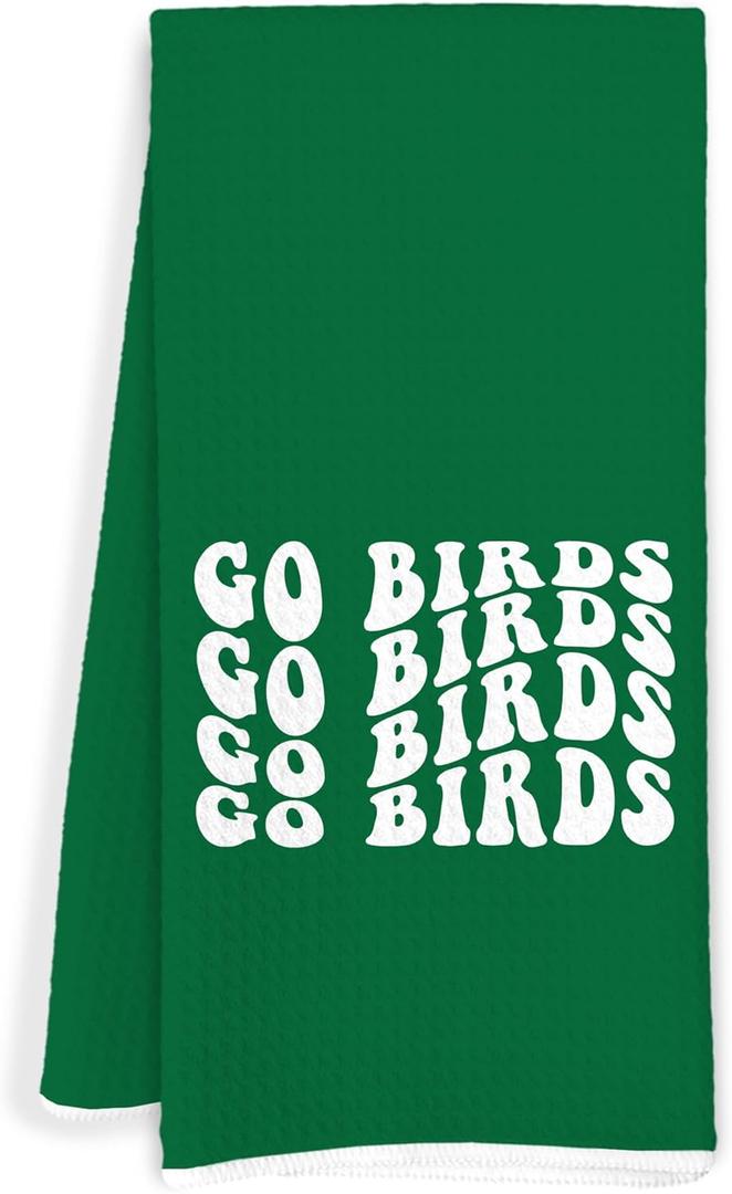 Green Go Birds Football Kitchen Towels, Football Lover Player Fan Gifts Decorative Hand Tea Towels for Bathroom, Sport Fan Gifts Dish Towel Dishcloth, 16x24 Inch