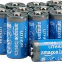 Amazon Basics 12-Pack Non-Rechargeable CR123A Lithium Batteries, 3 Volt, Up to 10-Year Shelf Life, Not for Arlo Cameras