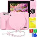 CboZpfa Case for Canon Powershot G7 X Mark III Digital Camera, Soft Silicone Protective with Removable Lens Cover, G7 X Mark III Accessories(2 Tempered Glass Cover, 1 Charm Wrist Strap) - Pink