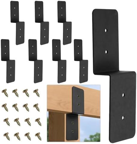 CNQLIS 3"x 5" Z Bracket, 8 Pcs Z-Shape Pergola Brackets, Heavy Duty Carbon Steel Double Angle Channel Angle Support for Wood Shelf Fixing Timber Connector