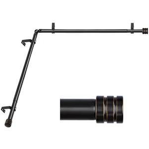 Heavy Duty Corner Window Curtain Rods 36 to 72 Inch, HOTOZON 1 Inch Telescoping Single Drapery Rod, Black, End Cap Finials