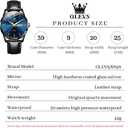 OLEVS Watch for Men Chronograph Brown Leather Analog Quartz Fashion Business Dress Large Face Men Watch Day Date Luminous Waterproof Casual Male Wrist Watch Black/Blue/White Dial