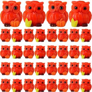 Yalikop 40 Pack Fall Resin Mini Owl Figurine Fall Owl Pumpkin Thanksgiving Centerpieces Table Decor Harvest Pumpkins Corns Decoration Indoor Autumn Centerpieces Favors Gifts for Home Table Garden