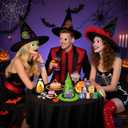 90PCS Halloween Party Decoration Gift Trick or Treat Container Witch Hat Kit for Kids School Classroom Gift, Trick or Treat, Includes Hat Teeth Eyeballs Cobwebs