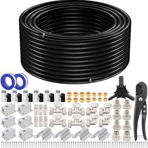 Compressed Air Piping System, 3/4 Inch x 200 FT Black HDPE Pipe,Aluminum Wall Outlet Blocks, Rapid Air Compressor System Accessories and Air Line Kit for Shop,Garage