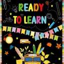 School Banner Decoration, Polyester Vibrant Color Welcome First Day of School Backdrop with Ribbon Funny Supplies Suitable for Classroom Party Home Decor