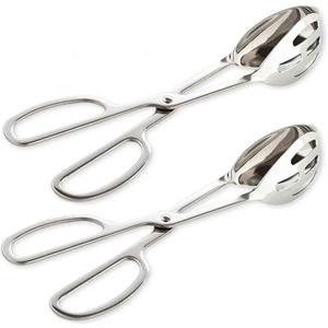 KEBE 2-PACK Serving Tongs for Buffet Party Catering, Thickening Food Serving Salad Cake Bread Kitchen Tongs, Stainless Steel
