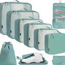 BAGAIL 10 Set Packing Cubes Various Sizes Packing Organizer for Travel Accessories Luggage Carry On Suitcase (10-Dusty Blue)