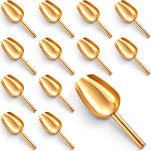 Roshtia 12 Pcs Gold Ice Scoops 5 oz Stainless Steel Mini Scoop Candy Scoops for Kitchen Dispenser Buffet Jars, Scooping Coffee Bean, Sugar, Flour, Spice