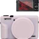 Frevyve Case for Canon G7X Mark III Camera, Soft Silicone Protective Case, Slim Fit Sleeve with Removable Lens Cover and Screen Protector Accessories, Lightweight, Anti-Scratch (Jelly Pink)