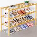 Smiry Bamboo Shoe Rack for Closet, 3 Tier Long Wooden Stackable Shoe Organizer, Free Standing Shoes Storage Shelf for Entryway, Front Door Entrance, Natural