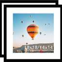 JCJMY 18x18 Picture Frame Set of 2 Black with 14x14 Mat, Display Photo 14x14 with Mat or 18 x 18 Without Mat, Wall Hanging Large 18x18 Poster Frame with Shatter Resistant Plexiglass, 2 Pack, Black