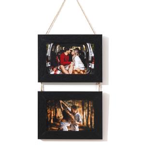 4x6 Wall Hanging Picture Frames, Black 2 Opening Collage Photo Frames.
