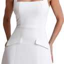 BORIFLORS Women's Sexy Bodycon Corset Mini A Line Dresses Sleeveless Square Neck Party Short Dress, Small, White