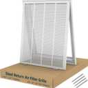 Fancat Return Air Filter Grille for 16x20 Ducts, Steel Vent Cover Grille with Removable Door for 1" Filters | Suitable for Sidewall & Ceiling | White Coating | Outer Size: 18 5/8" W x 22 5/8" H, 16''Wx20''H Ducts