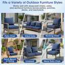 Patio Furniture Cushion Set, 24 x 24 x 6 Extra Thick Deep Seat Outdoor Chair Cushions for Patio Furniture, Olefin Replacement Set, Water Resistant, Removable Cover, Ties and Handle, Blue