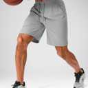 Soothfeel Men's Running Shorts with Zipper Pockets 9 Inch Lightweight Quick Dry Gym Sports Athletic Workout Basketball Shorts for Men (Light Grey, M)