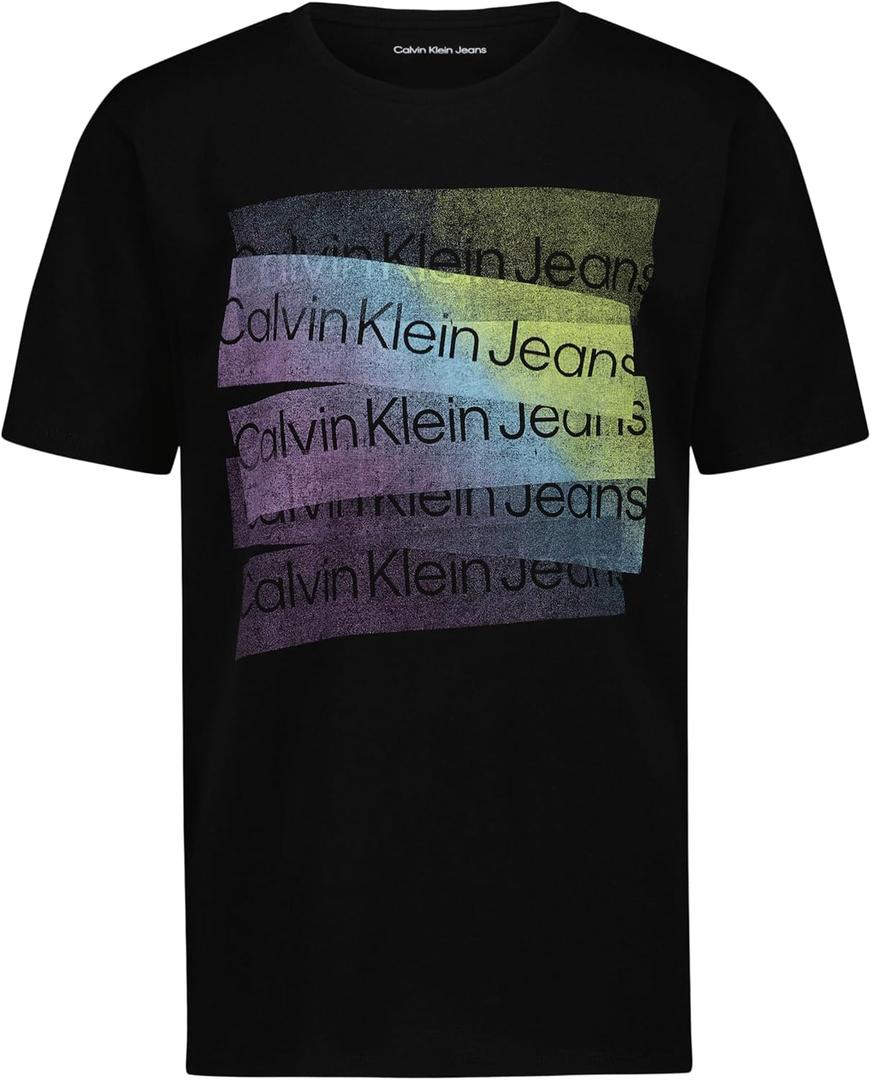 Calvin Klein Boys' Short Sleeve Graphic Crew Neck T-Shirt, Comfortable, Relaxed Fit (14-16)