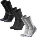 DANISH ENDURANCE Merino Wool Hiking Crew Socks for Men & Women, Cushioned Anti-Blister, Breathable - 3 Pairs (Color: Multicolor (Black, Light Grey, Dark Grey/Black), Medium)