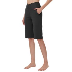 SPEXIAL Women's Bermuda Knee Length Workout Long Shorts 14" Black 2XL (XXL)