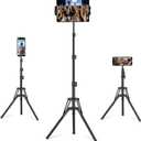 iPad Tripod Stand, 63" Height Adjustable Tripod for Tablet, 360 Rotation Tablet Floor Stand Mount Holder for iPad mini/Air/Pro, Smartphones and All 4.7" to 13.5" Devices