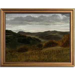 KBKBART Gold Framed Vintage Landscape Wall Art Home Decor, Retro Mountain Vintage Painting Prints, Moody Countryside Farmhouse Landscape Wall Decor, Canvas Wall Art for Living Room Bedroom Home Bathroom Decor(8"x10")