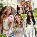 Clip in Hair Extensions, 8PCS 24 Inch Clip in Long Wavy Synthetic Hair Extensions Ash Blonde mix Light Gray Fiber Double Weft Natural Hairpieces for Women