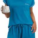Ekouaer Womens Pajama Sets 2 Piece Soft Short Sleeve Top and Shorts Sleepwear Round Neck Pjs Lounge Set with Pockets (Medium, Blue Green)