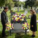 Wocst Cemetery Flowers for Grave,Headstone Flower Saddle 2sets Artificial 24 Heads Large Chrysanthemums Rose Daisy Bouquets with Cemetery Vases for Outdoor Grave Decorations (Purple Yellow, Large)