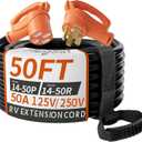 PlugSaf 50 FT 50 Amp RV/EV Extension Cord Outdoor, 125/250V 6250/12500W STW