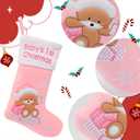 Cuteoy Babys First Christmas Stockings Boy Girl Xmas Stockings Gifts for Newborn Ornament Home Family Decor,Pink, 20