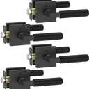 FILTA 4 Pack Matte Black Privacy Door Handles, Knurled Door Levers Interior Matte Black Door Lever Bathroom Door Knobs Heavy Duty Square Door Lock