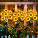 Solar Sunflower Lights Outdoor Waterproof - 6 Pack with 36 Bright Solar Sunflower Lights, IP65 Waterproof Light for Outdoor Flower Bed, Yard, Pathway, Patio Decor - for Mom, Women, Grandma