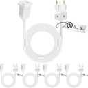 Kanayu 5 Pack 9 ft White Indoor Extension Cord 2 Prong Electric Cord Extender, Wire Plug in and End, Ac 120 Volts, for Outdoor Christmas Connect or Extend String Lights