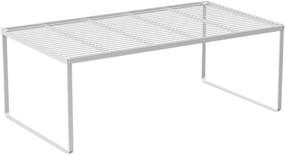 Kitchen Cabinet Storage Shelf Stackable Wire Spice Rack Organizer Heavy Duty Space Saver for Bathroom Bedroom Closet Laundry Room Office Countertop - White, Pack 1, Size: 27.16'' X 13.38'' X 12''