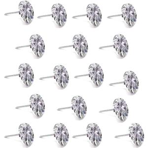 30Pcs 25mm Crystal Upholstery Buttons Big Size Crystal Upholstery Tacks Clear Crystal Head Nails Decorative Diamond Buttons for Sewing Sofa Bed Headboard DIY Decor