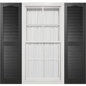 Mid-America 00011467002 Standard Size Cathedral Top Center Mullion, Open Louver Vinyl Shutter, w/Installation Shutter-Lok's & Matching Screws (Per Pair), 002, 14 1/2"W x 67"H, Black